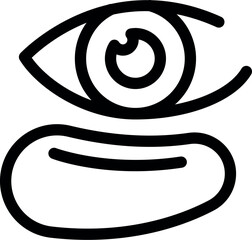 Simple bold outline icon representing the act of putting in a contact lens