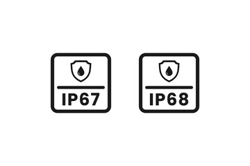 IP67 sign or IP68 label waterproof and anti rust sign vector isolated. Best Anti rust sign for apps, websites, product packaging, and more.