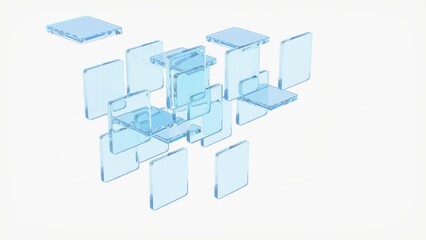 background glass geometric shapes 3d render