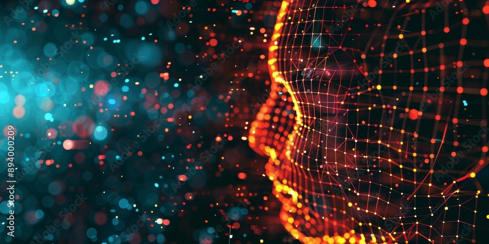 Aufkleber digital abstract background for technological operations, neural networks, ai, data transmission and