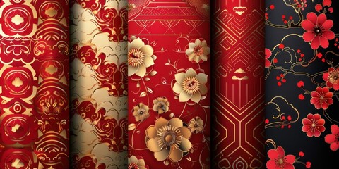 Chinese New Year Red & Gold Patterns