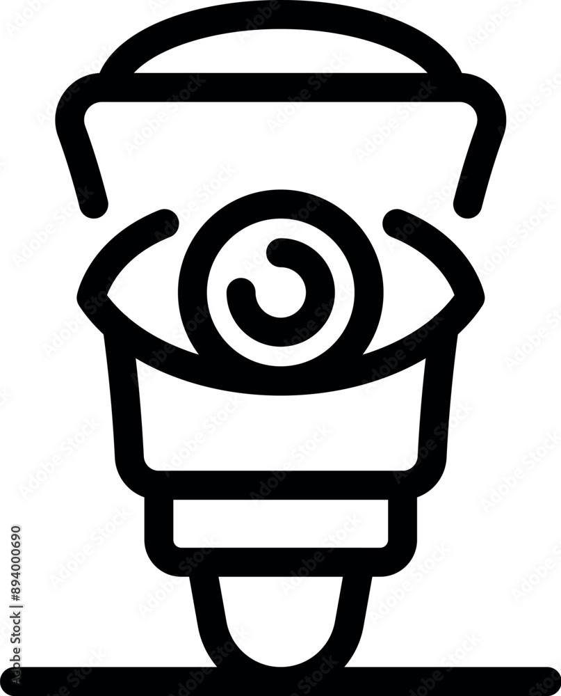 Poster simple line icon of a security camera, emphasizing the concept of safety and observation