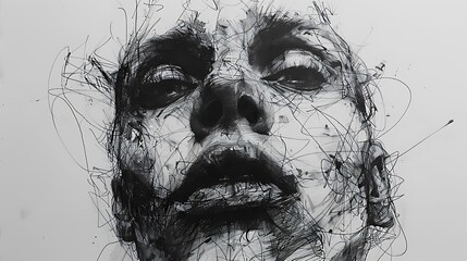 minimalist scribble potrait art for background