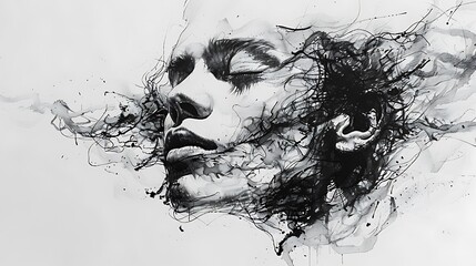 minimalist scribble potrait art for background