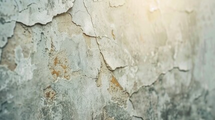 Fototapeta premium Cracked gray cement wall with blurred background for copy space agenda