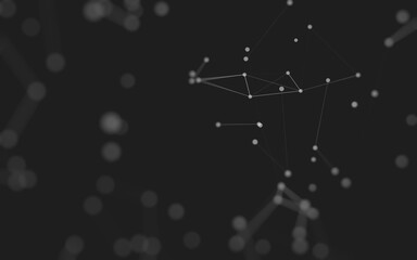 Fototapeta premium Abstract background. Molecules technology with polygonal shapes, connecting dots and lines. Connection structure. Big data visualization.