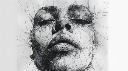 minimalist scribble potrait art for background