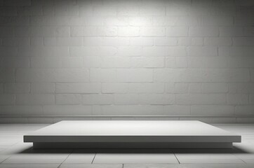 Blank white podium platform or pedestal with white background for product display with copy space