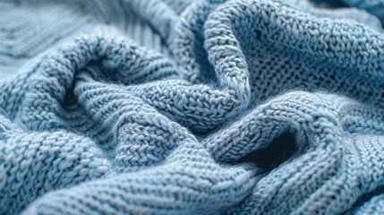 Knitted woolen fabric with pastel blue shades