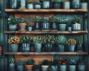 Succulents, Plants, Potted, Shelf, Garden, Home Decor, Interior Design, Green, Natural, Decor, Botanical, Arrangement, Greenery, Houseplants, Minimalist, Modern, Style, Indoor, Outdoor, Gardening