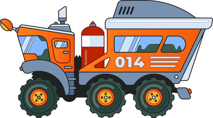 Modern Sci-fi Truck Side View. Colored Illustration