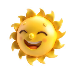 Simple 3D Sun Cartoon Brings Summer Vibes, Isolated on Transparent Background, PNG