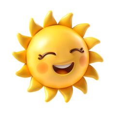 Playful 3D Sun Art Depicting a Bright Summer, Isolated on Transparent Background, PNG