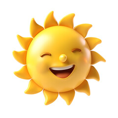 Adorable 3D Sun Cartoon Perfect for a Sunny Summer, Isolated on Transparent Background, PNG