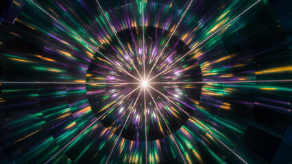 Obraz premium A vibrant and radiant pattern that appears to be a tunnel or portal. 