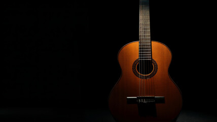 Fototapeta premium acoustic guitar on black background