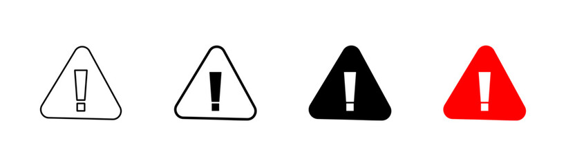 Exclamation danger sign. attention sign icon set. Hazard warning attention sign