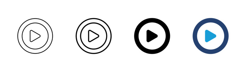 Play Icon set. Play button vector icon