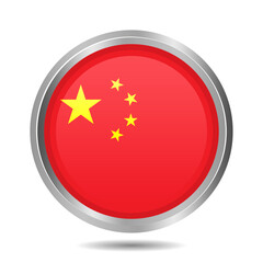 Glossy China Flag Button Vector Illustration, Free and Editable EPS File