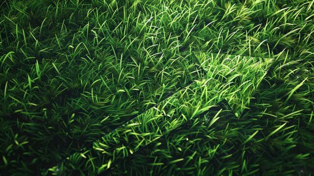 Green grass field with a large, symbolic arrow pointing upwards and forwards, representing sustainable development, eco-friendly growth, and motivational progress in environmental practices.
