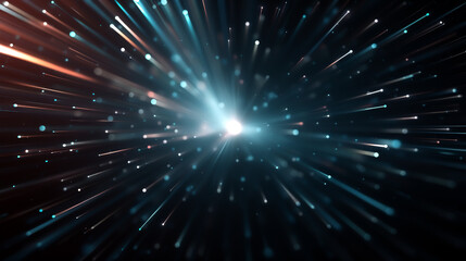 Fototapeta premium Dynamic burst of light rays creating a sense of motion and energy, ideal for technology and futuristic themes in designs and presentations.