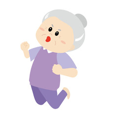 Obraz premium ジャンプをしている元気なおばあちゃん