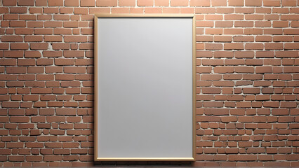 Mockup poster plantilla cuadro en blanco con un marco fino de madera en una pared de ladrillos