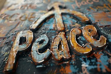 chalkboard displaying the symbol of "peace" in bold, clear lettering