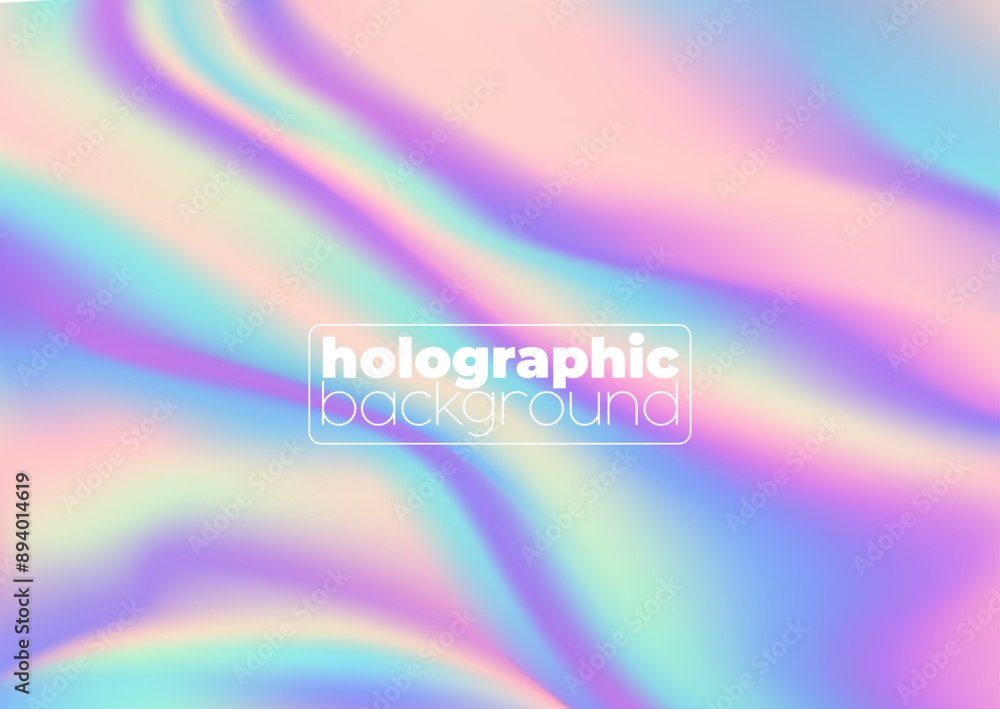 Aufkleber holographic foil background with iridescent rainbow gradient hologram vector pattern. pastel pink, b