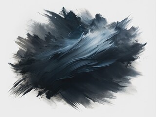 Dark black abstract expressive brushstroke with soft blended edges isolated on a pure white background, perfect for modern design and artistic compositions.
