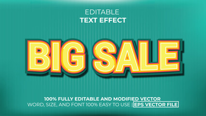 Fototapeta premium Big Sale Text Effect with Teal And Yellow Color for website, ui, ux, and others.
