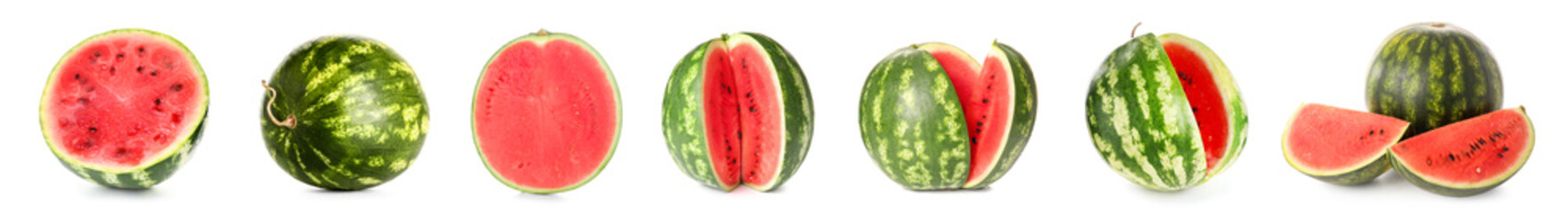 Set of ripe watermelons isolated on white