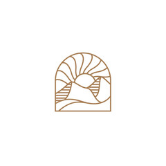 desert logo with sunrise in luxury line art design style