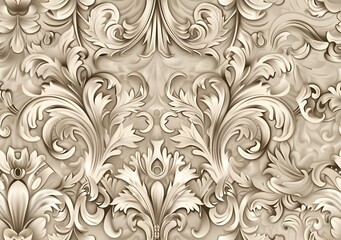 Classic Beige Damask Pattern with Swirls