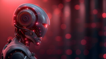Fototapeta premium A robot with a red face and a silver body