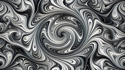 Obraz premium Geometric abstract black and white marbleized swirls create mesmerizing high-contrast visual effects on sleek modern abstract compositional background.