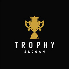 Trophy Logo, Sports Tournament Championship Cup Design. Minimalist Antique Victory Award