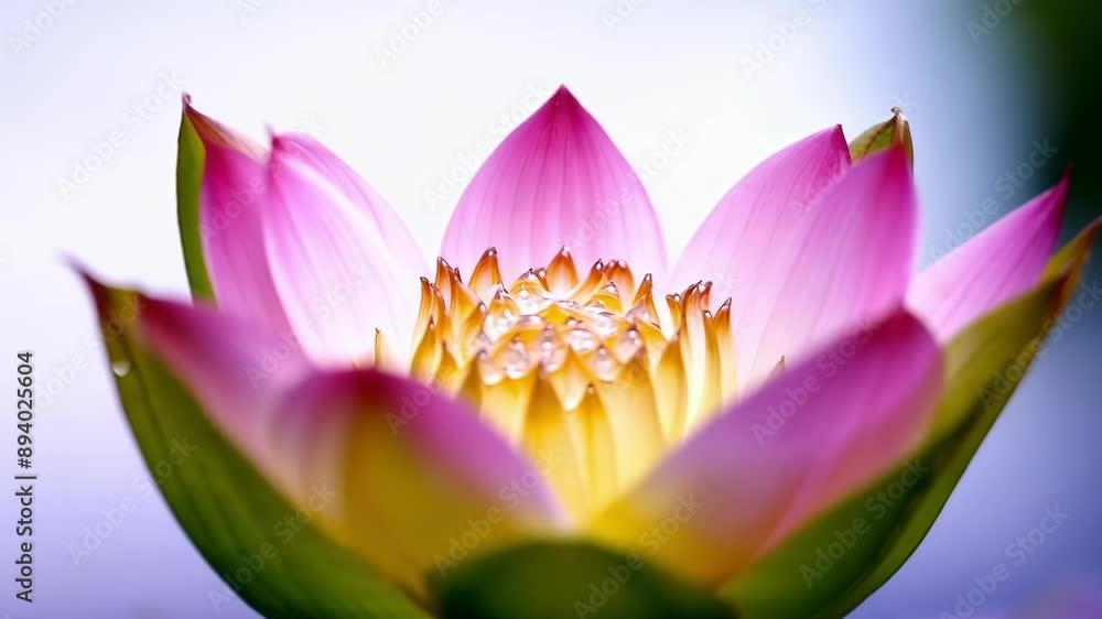 Aufkleber an upclose shot of a single lotus bud its vibrant colors and intricate patterns on full display as i