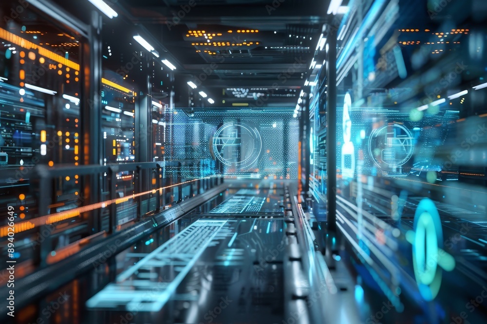 Poster a digital twin concept showing the virtual representation of physical assets for business monitoring