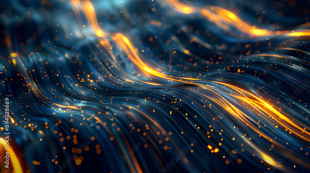 Poster captivating digital art piece featuring a mesmerizing interplay of flowing dynamic lines in vibrant 