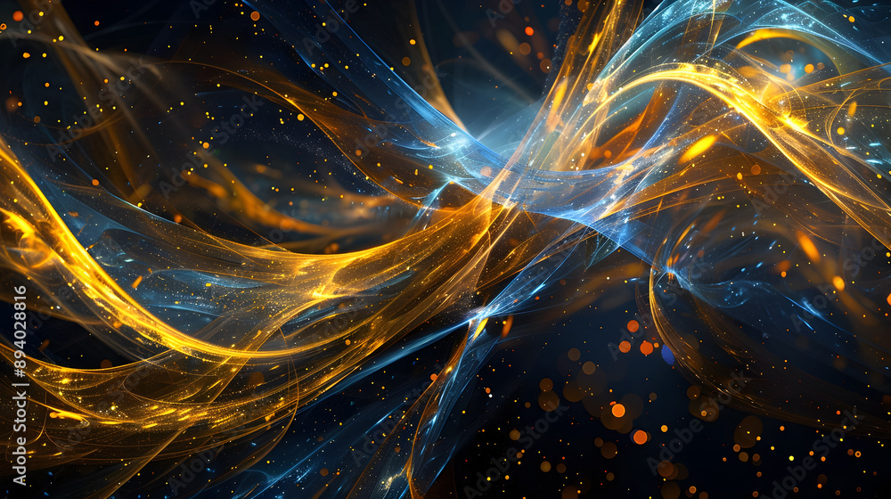 Poster mesmerizing celestial interplay a captivating abstract digital painting showcasing an enchanting int