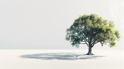 Obraz premium A tree is standing in a field of white. The tree is the only object in the image