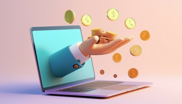 Contactless payment via NFC technology wireless pay by credit card or money wallet on smartphone, 3d rendering - Powered by Adobe