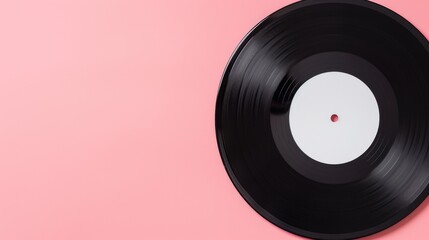 Obraz premium pink background Vinyl record placed on The record had a blank sign placed in the middle. With space for custom text. This image is suitable for a variety of creative uses.