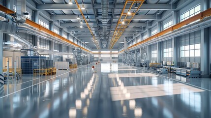 Fototapeta premium State-of-the-Art Manufacturing Facility: Safe, Organized, and Efficient 3D Render