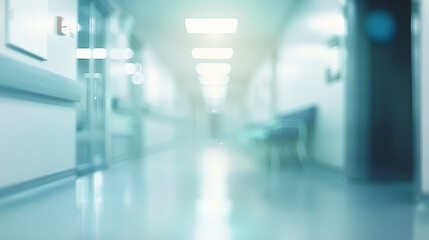 Abstract blurred clinic interior with soft lighting, depicting a calm and serene healthcare environment. Concept of medical, health, and tranquility.