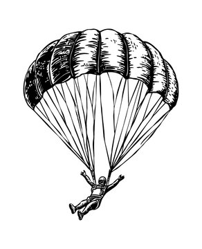 recommend clip art: man parachute engraving black and white outline