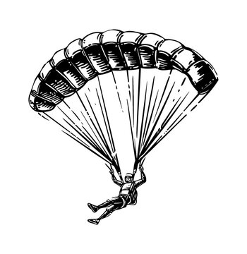 recommend clip art: man parachute engraving black and white outline