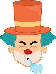 vector illustration face character clown cartoon, with his mouth blowing air