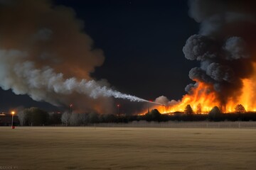 Obraz premium Fire in Town: A Devastating Urban Disaster